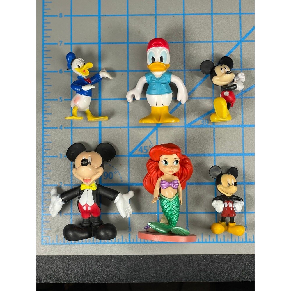 Disney PVC Mini Figure Figurine Lot of 6 Donald Duck Ariel Mermaid Mickey Mouse